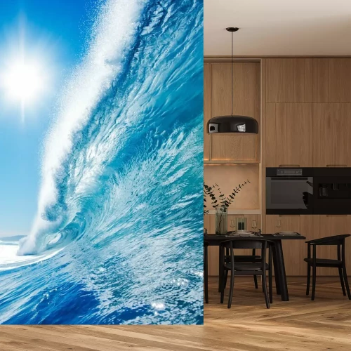 Papier peint  Vagues sur fond de ciel et de mer