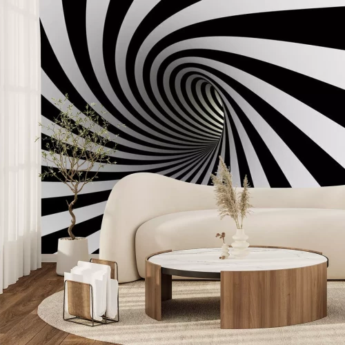 Papier peint  Tunnel de lignes noires et blanches