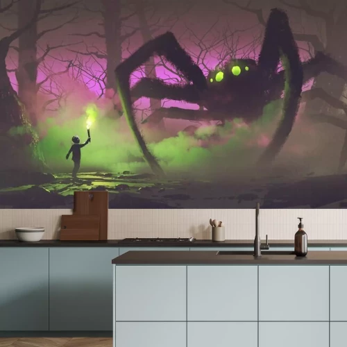 Papier peint  Personnage et araignée géante de fantaisie