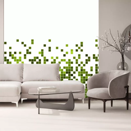 Sticker  Pixels verts sur fond blanc