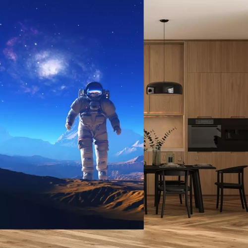 Sticker  Astronaute en combinaison spatiale dans les montagnes