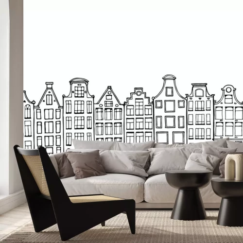 Sticker  Maisons de doodle dessinés à la main.