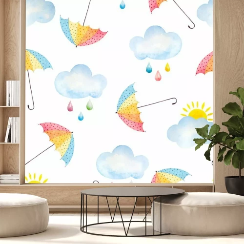 Sticker  Fond aquarelle avec des parapluies