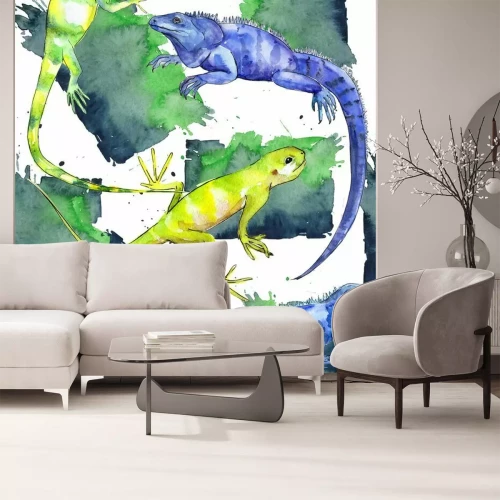 Papier peint  Lézards exotiques colorés