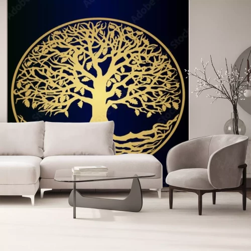 Sticker  Croquis - l'arbre d'or de la vie - une belle idée pour un logo. Symbole de la famille et du clan.