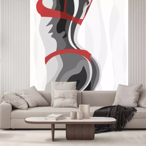 Sticker  Illustration femme blanche noire avec dessous rouge