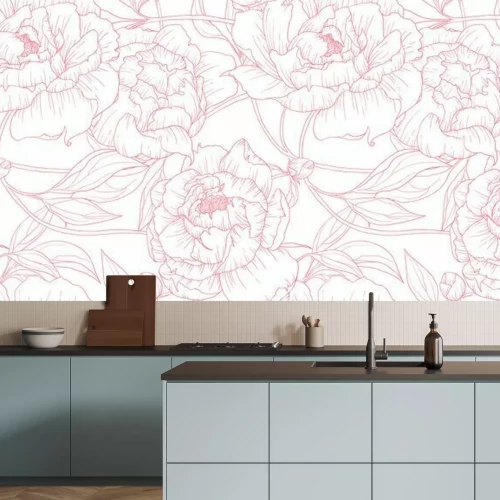 Papier peint  Motif pivoine rouge