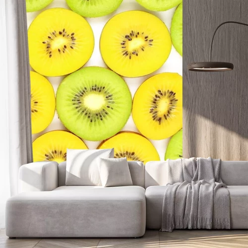 Sticker  tranches de texture de fond de nourriture de kiwi vert et jaune frais