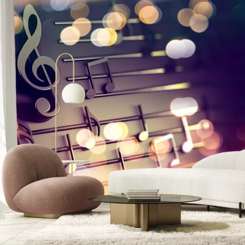 Papier peint  Notes  en 3D sur une portée