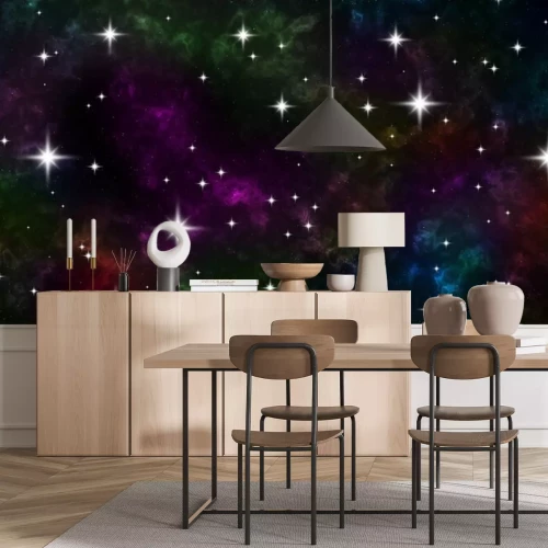 Sticker  Étoiles brillantes sur fond de cosmos coloré