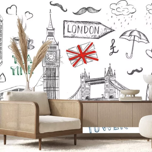 Sticker  Ensemble de symboles de l'Angleterre.