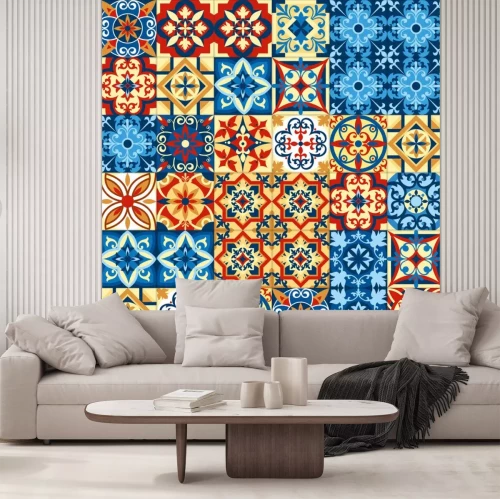 Sticker  Illustration vectorielle de conception de mosaïque de carreaux décoratifs dans le style marocain.