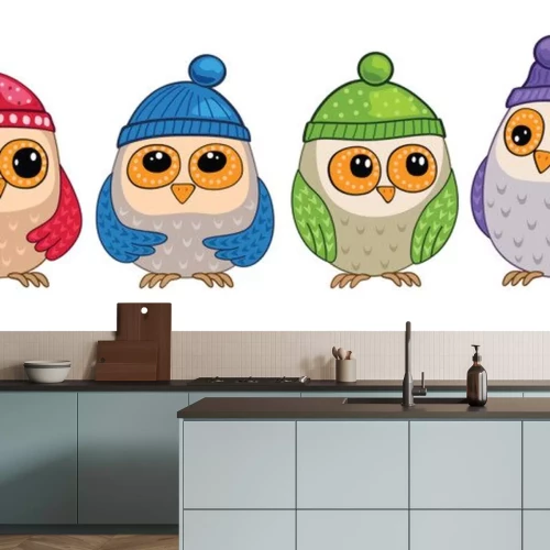 Sticker  Chouettes bébé en chapeaux