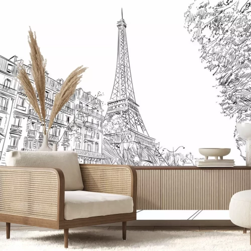 Sticker  Paris, France. Illustration vectorielle dessinés à la main