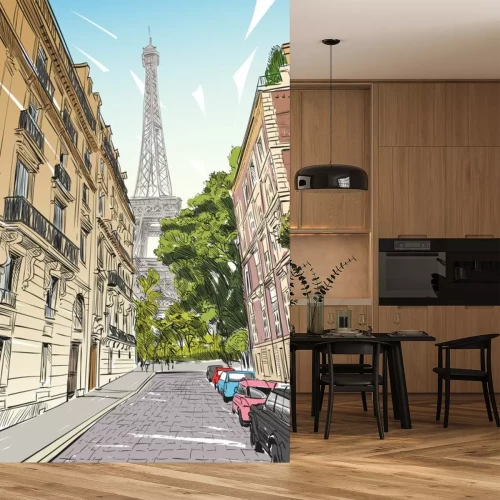 Sticker  Croquis de vecteur de la Tour Eiffel. Paris, France. Illustration vectorielle dessinés à la main