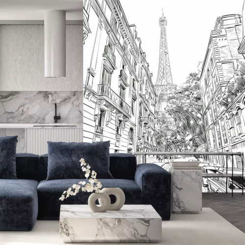 Sticker  Croquis de vecteur de la Tour Eiffel. Paris, France. Illustration vectorielle dessinés à la main