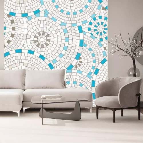 Sticker  Abstrait modèle sans couture de formes géométriques. Mosaïque circulaire.