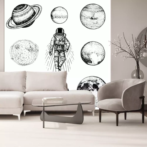 Sticker  Oeuvre d'astronaute et de planètes du système solaire