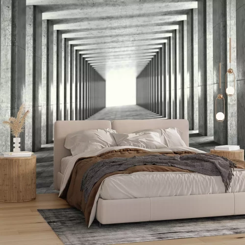 Sticker  Couloir gris 3d avec colonnes