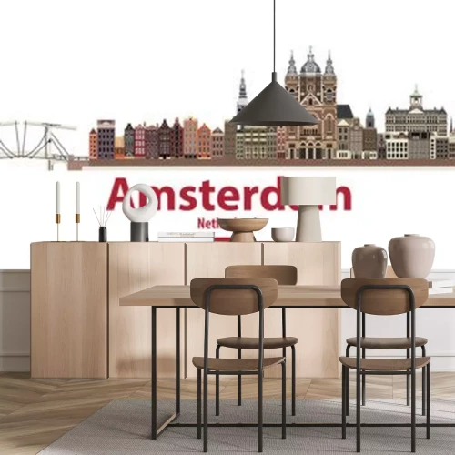 Sticker  vecteur de la ville d'Amsterdam. Drapeau des Pays-Bas