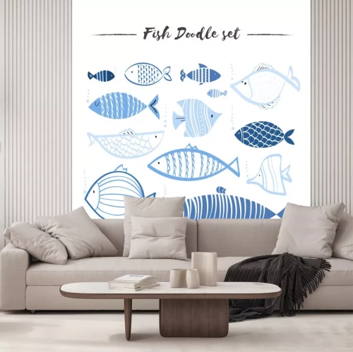 Sticker  Set de griffonnage de poisson