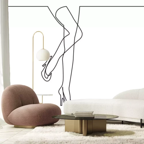 Sticker  dessin au trait continu de jambes de femme sexy en hauts talons