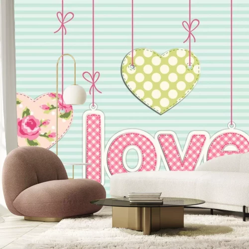 Sticker  Coeurs et inscription style shabby chic