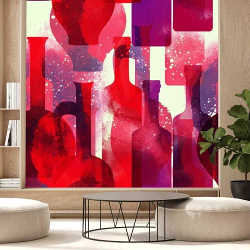 Sticker  empreintes de bouteilles de vin mélanger le modèle sans couture. aquarelle abstraite et photo numérique dessinés à la main. illustrations mixtes pour textiles, tissus, souvenirs, emballages et cartes 