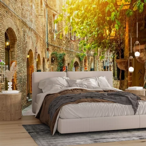 Papier peint  Allée dans la vieille ville, San Gimignano, Toscane, Italie