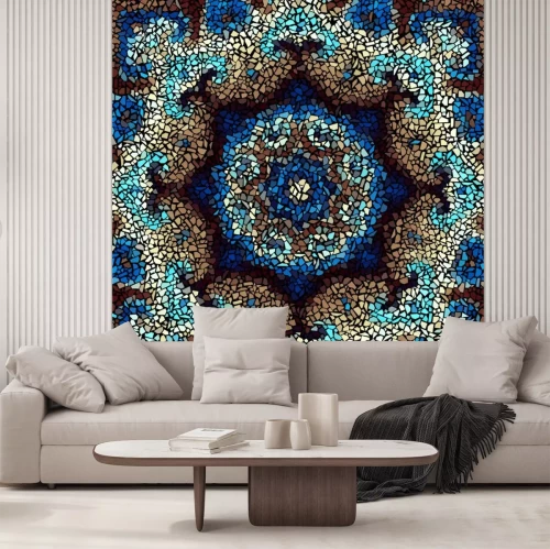 Sticker  Motif de fond sans couture. Motif de carreaux d'art mosaïque géométrique décorative irrégulière de morceaux cassés inégaux.