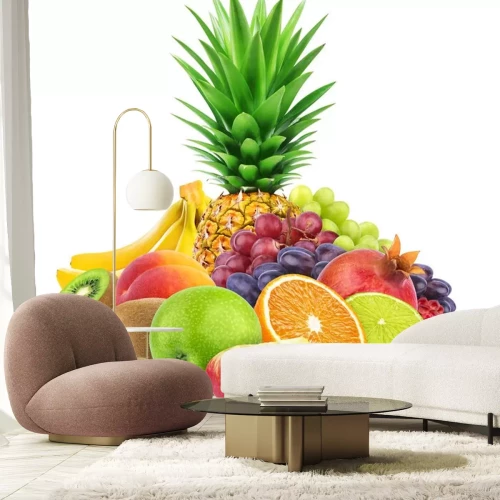 Sticker  Assortiment de fruits exotiques isolé sur fond blanc