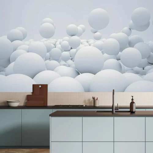 Papier peint  Sphères tridimensionnelles en blanc