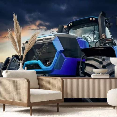 Papier peint  Tracteur puissant contre un ciel orageux