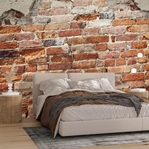 Papier peint  Mur de briques abimé