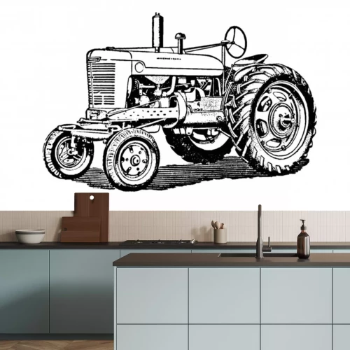 Sticker  Illustration de machines agricoles rétro tracteur Vintage