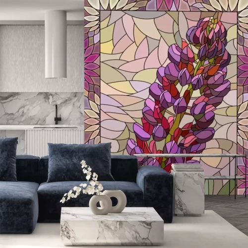 Sticker  Mosaïque de fleurs aux couleurs violettes