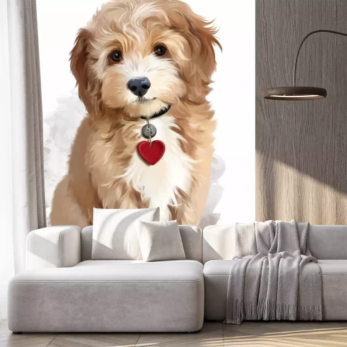 Sticker  Chien avec un collier avec un coeur