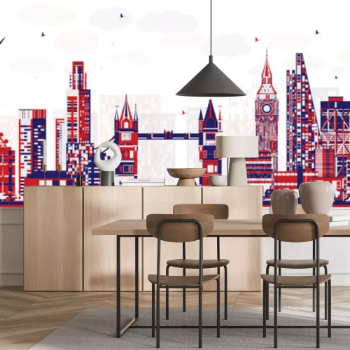 Sticker  Abstrait Skyline de Londres Angleterre avec des bâtiments de couleur.