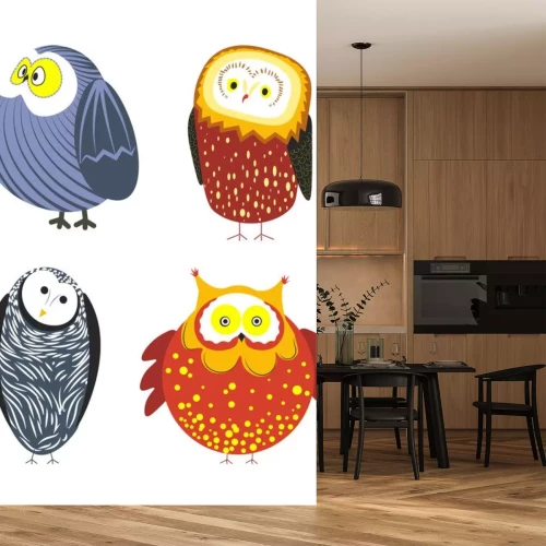 Sticker  Quatre chouettes drôles