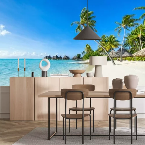 Papier peint  Une plage sur une île exotique par une journée ensoleillée