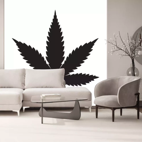 Sticker  Feuille de marijuana noire isolée sur fond blanc
