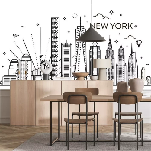 Sticker  Skyline de la ville de New York, illustration vectorielle, design plat