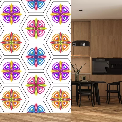 Sticker  Mosaïque moderne aux couleurs de l'arc-en-ciel