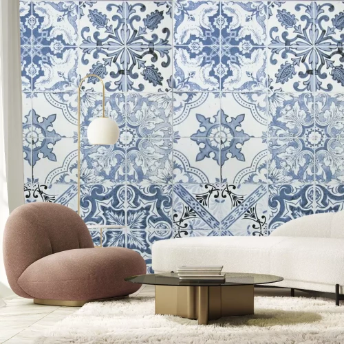 Papier peint  Carreaux décoratifs imitation bleu