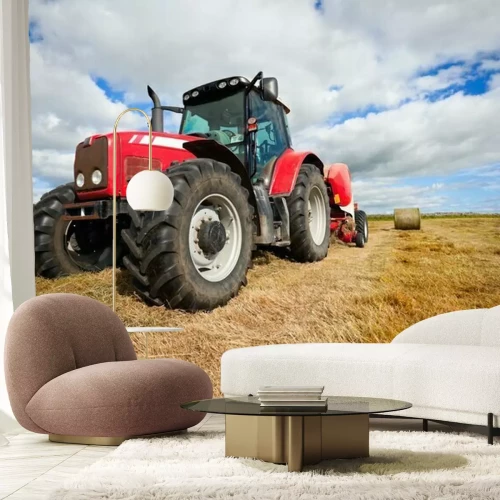Papier peint  Tracteur botte de foin collecte sur le terrain