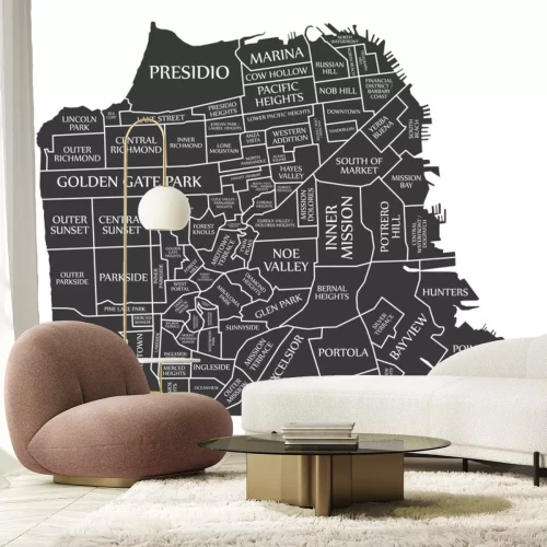 Sticker  San Francisco city map USA labelled black illustration