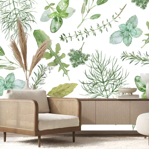 Papier peint  Aquarelles de plantes des champs