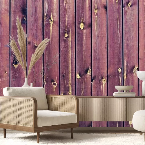 Papier peint  Planches vieillies mauves shabby