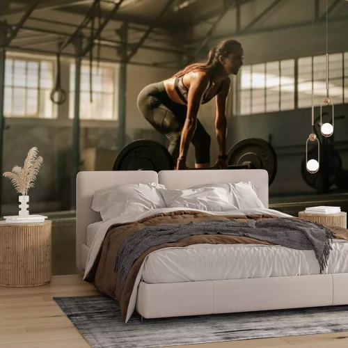 Papier peint  Femme athlétique soulevant des poids