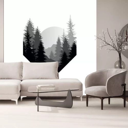 Sticker  Coucher de soleil sur fond de forêt